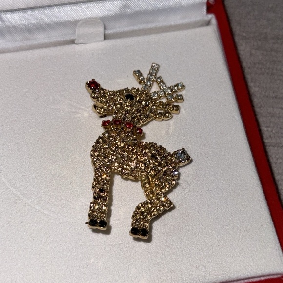 Neiman Marcus VINTAGE RUDOLPH REINDEER PIN SOLDERED RHINESTONE SPHINX - Picture 3 of 7